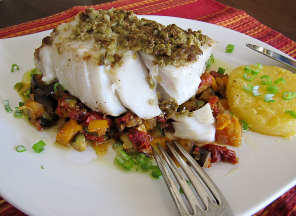 Olive Encrusted Pacific Seabass And